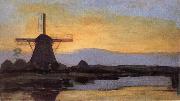 Piet Mondrian The mill at night oil painting reproduction